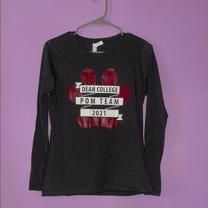 Dean College Pom Team Long Sleeve Shirt - Gray and Red